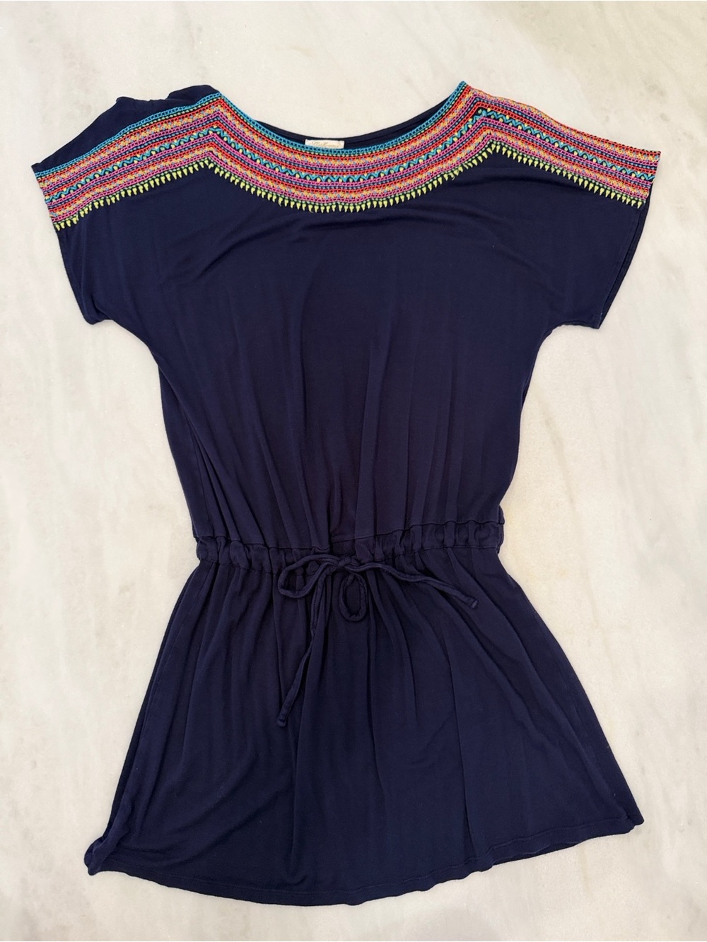 Shoshanna Navy Smocked tshirt dress cover up